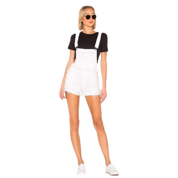Blank NYC Side Low Cut Denim Shortall Lightbox White Size 31 - Picture 1 of 9
